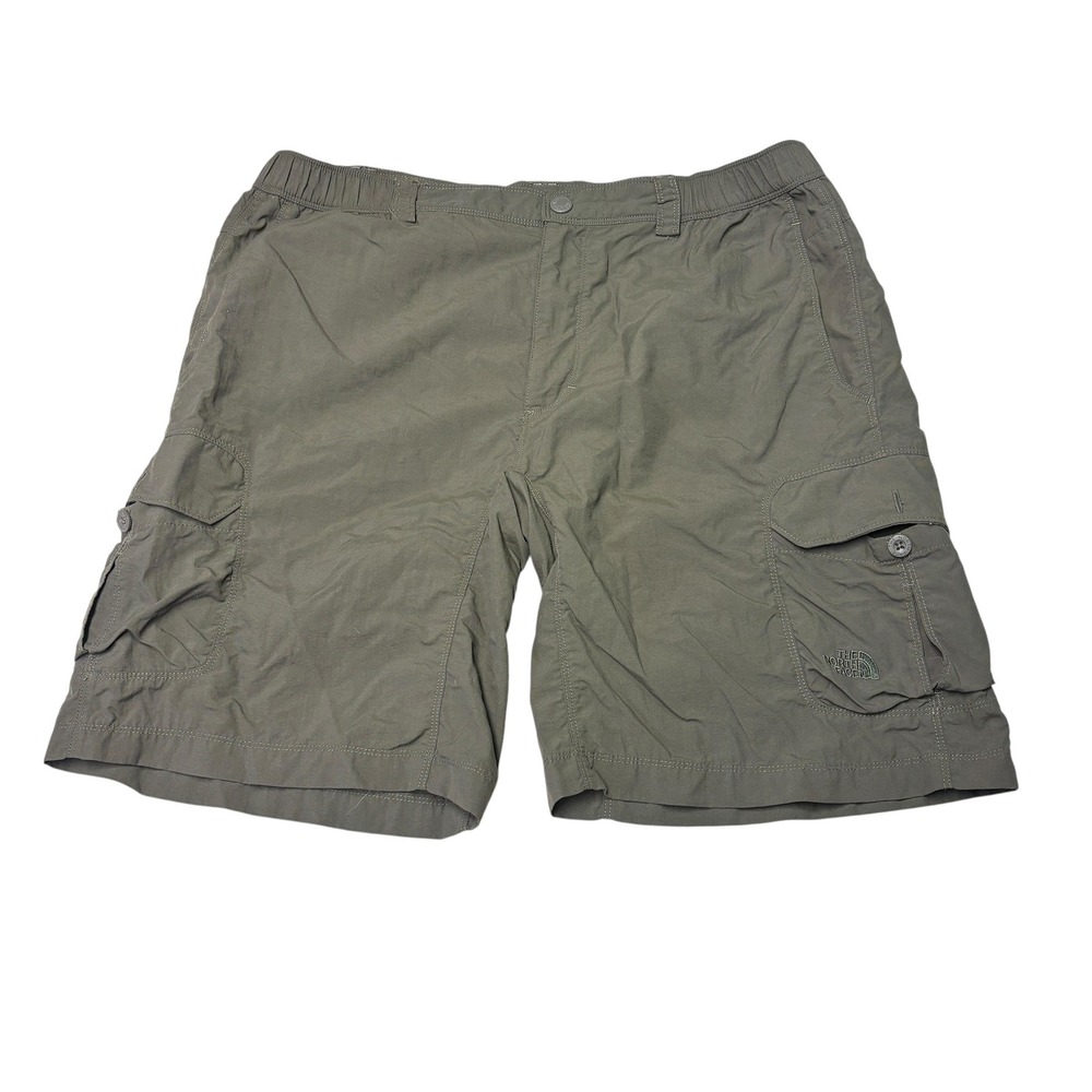The North Face Mens Cargo Shorts Large Green Nylon Ripstop Hiking Outdoor W36L10